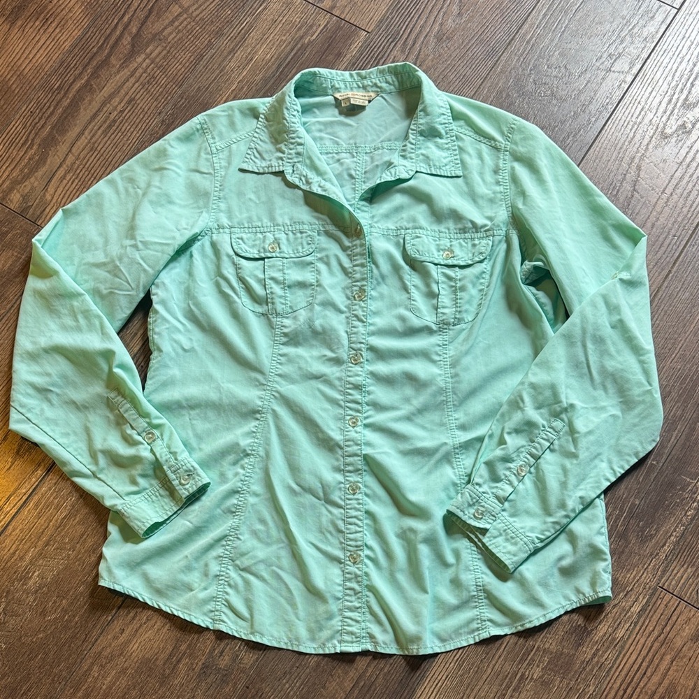 Royal Robbins Mint Green Button-Up Shirt, Size Large